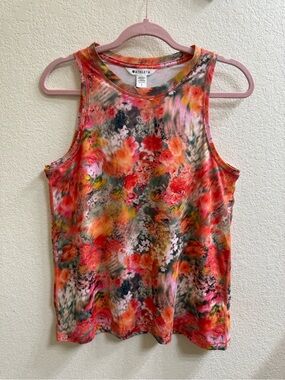 Athleta Floral Print Tank Top in Pink and Orange Tones